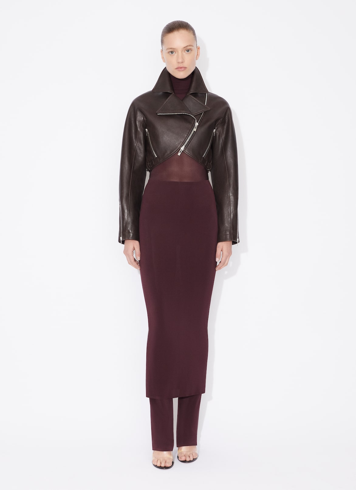 FADED NAPPA BIKER JACKET  ALAÏA EBONY FADED NAPPA BIKER JACKET